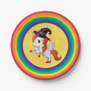 Assiettes En Carton Halloween Unicorn Pegasus Witch