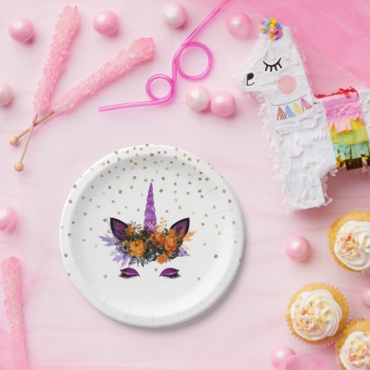 Assiettes En Carton Halloween Unicorn Purple Parties scintillant Party (Fête)
