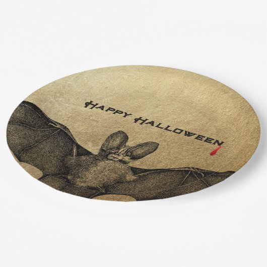 Assiettes En Carton Halloween Vampire Bat Or (Angle)