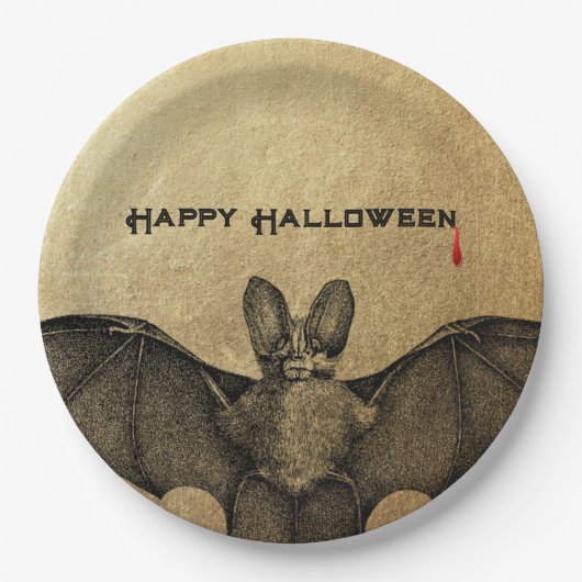 Assiettes En Carton Halloween Vampire Bat Or (Devant)