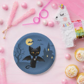 Assiettes En Carton Halloween Vampire Chat noir avec ailes (Fête)