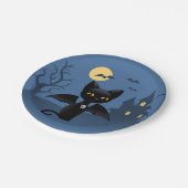 Assiettes En Carton Halloween Vampire Chat noir avec ailes (Angle)