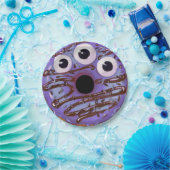 Assiettes En Carton Halloween violet à trois yeux de monstre beignets (Fête)