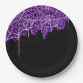 Assiettes En Carton Halloween violet blanc Spiderweb (Devant)