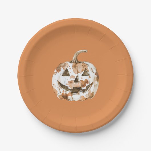 Assiettes En Carton Halloween Western Cowgirl Cowboy Orange Pumpkin (Devant)
