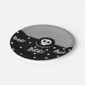 Assiettes En Carton Halloween Whimsical Boo Skull Black & White Party (Angle)