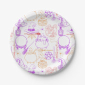 Assiettes En Carton Halloween Witchcraft Motif Neon 01 (Devant)