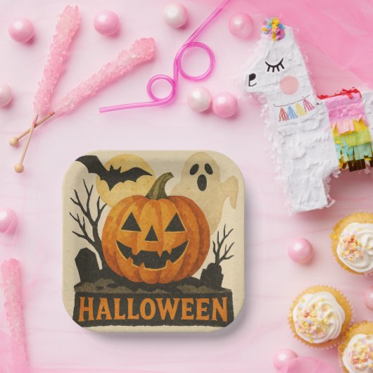 Assiettes En Carton Halloween with a sensual collage technique (Fête)