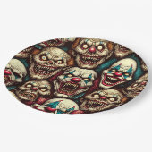 Assiettes En Carton Halloween Zombie Clown Déplaisant éffrayant (Angle)