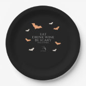 Assiettes En Carton Hallowine Halloween Quote Eat Drink (Devant)