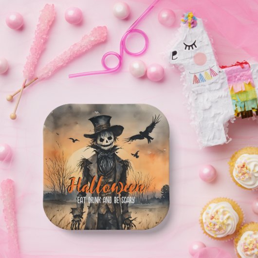 Assiettes En Carton Hallween Mangez Boire et Soyez Effrayant Épouvanta (Fête)