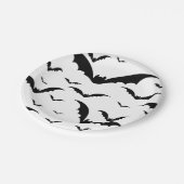 Assiettes En Carton Hallween party. Souris à feuilles, chauve-souris. (Angle)