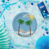 Assiettes En Carton Hamac tropical et palmiers (Fête)