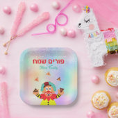 Assiettes En Carton Hamantash Clown coloré Joyeux Purim (Fête)