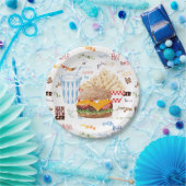 Assiettes En Carton Hamburger Fries Restauration rapide BBQ Diner (Fête)