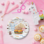 Assiettes En Carton Hamburger Fries Restauration rapide BBQ Diner (Fête)