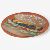Assiettes En Carton Hamburger Plaques papier illustrées (Angle)