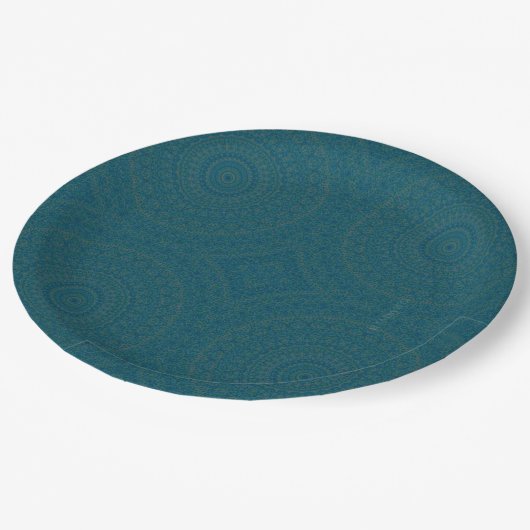 Assiettes En Carton HAMbyWG - Plaque papier 7 ou 9" - Turquoise bohème (Angle)