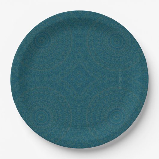 Assiettes En Carton HAMbyWG - Plaque papier 7 ou 9" - Turquoise bohème (Devant)