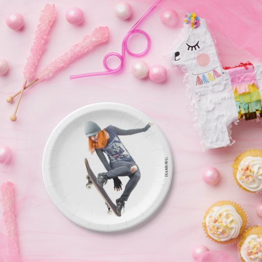 Assiettes En Carton HAMbyWG - Plaque papier - Skateboarder (Fête)