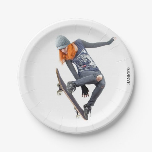 Assiettes En Carton HAMbyWG - Plaque papier - Skateboarder (Devant)