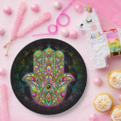 Assiettes En Carton Hamsa Fatma Main Psychedelic Art (Fête)