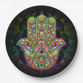 Assiettes En Carton Hamsa Fatma Main Psychedelic Art (Devant)