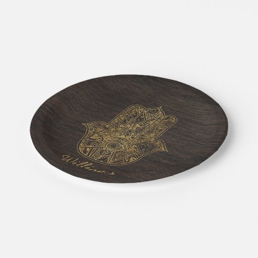 Assiettes En Carton HAMSA Main de Fatima symbole amulet design (Angle)