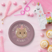 Assiettes En Carton Hamster d'anniversaire mignon dans les tons muets (Fête)