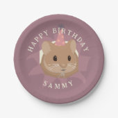 Assiettes En Carton Hamster d'anniversaire mignon dans les tons muets (Devant)