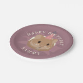 Assiettes En Carton Hamster d'anniversaire mignon dans les tons muets (Angle)