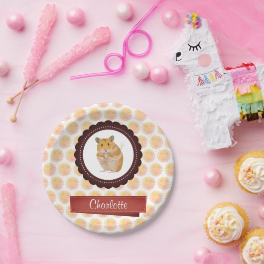 Assiettes En Carton Hamster des filles rouges et roses (Fête)