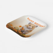 Assiettes En Carton Hamster Parmi Les Fleurs Orange Anniversaire (Angulaire)