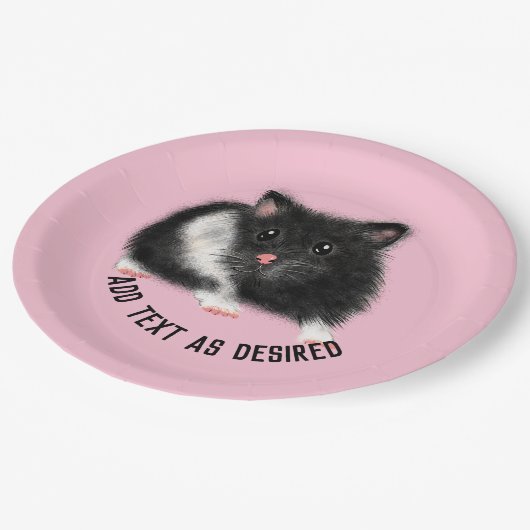 Assiettes En Carton HAMSTER SYRIEN MÛR PERSONNALISÉ ROSE Noir Blanc (Angle)