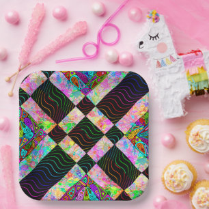 Assiettes En Carton Hand and Digitally Painted Pattern art 1