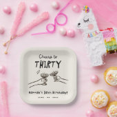 Assiettes En Carton Hand Drawn Cheers à 30 ans fête d'anniversaire (Fête)
