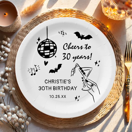 Assiettes En Carton Hand Drawn Halloween Adult Birthday Party