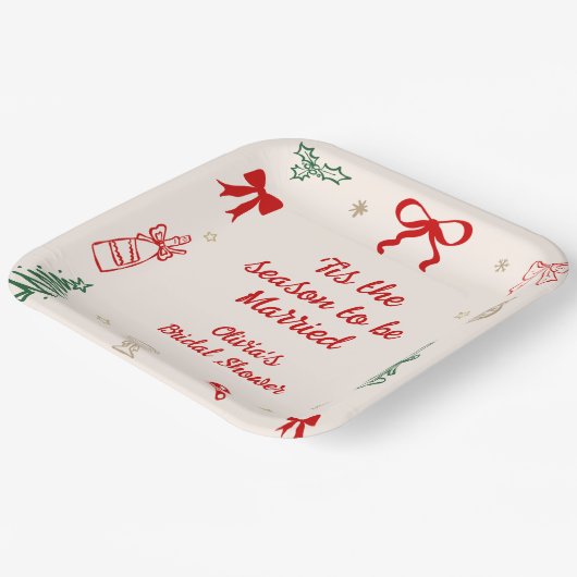 Assiettes En Carton Hand Drawn Tis the Season Christmas Bridal Shower (Angulaire)