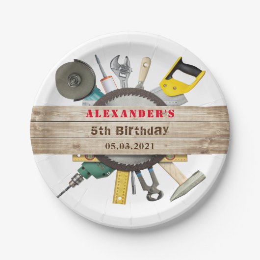 Assiettes En Carton Handyman Boy Tools Plaque papier pour fête d'anniv (Devant)