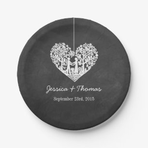 Assiettes En Carton Hanging Heart Tree Chalkboard Mariage Collection