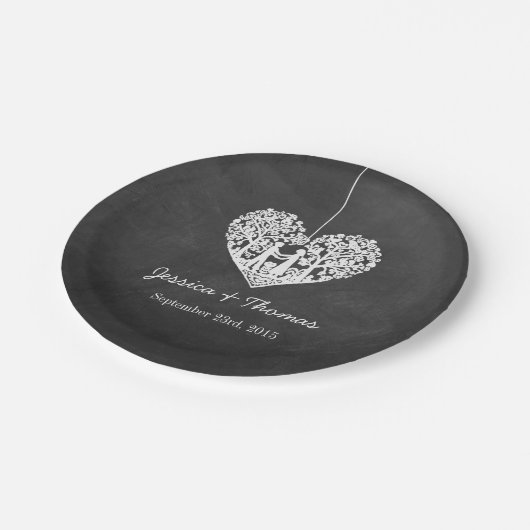 Assiettes En Carton Hanging Heart Tree Chalkboard Mariage Collection (Angle)
