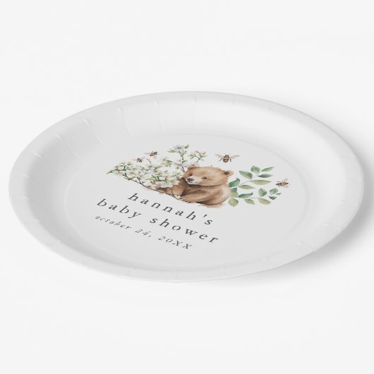 Assiettes En Carton HANNAH Boho Été Ours Bee Baby shower forestier (Angle)