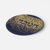 Assiettes En Carton Hanoukka Allumez la Parties scintillant de nuit or (Angle)