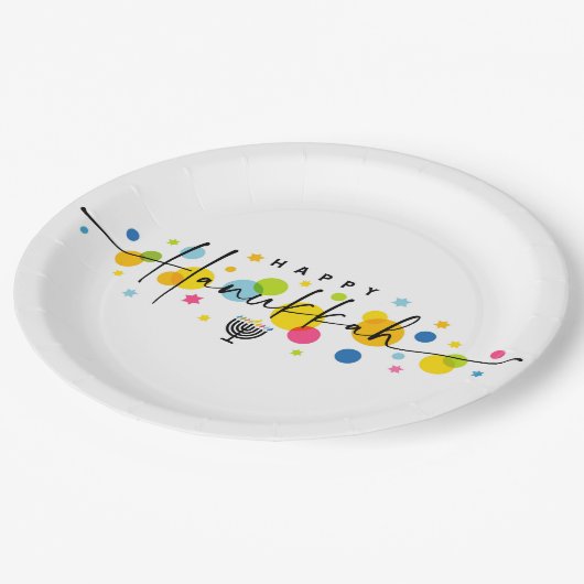 Assiettes En Carton Hanoukka colorée (Angle)