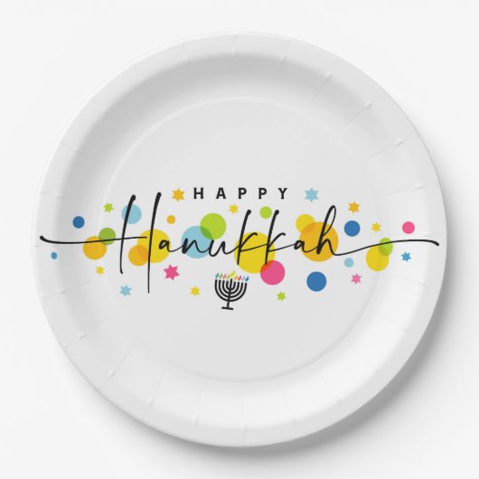 Assiettes En Carton Hanoukka colorée (Devant)