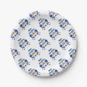 Assiettes En Carton Hanoukka Dancing Dreidels et Jelly Doughnut