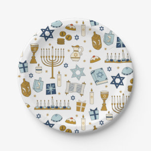 Assiettes En Carton Hanoukka Doodles mignonne plaque de papier illustr