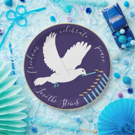 Assiettes En Carton Hanoukka Dove Design (Fête)