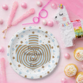 Assiettes En Carton Hanoukka Dreidel Swirl Plaques Brown en papier ble (Fête)