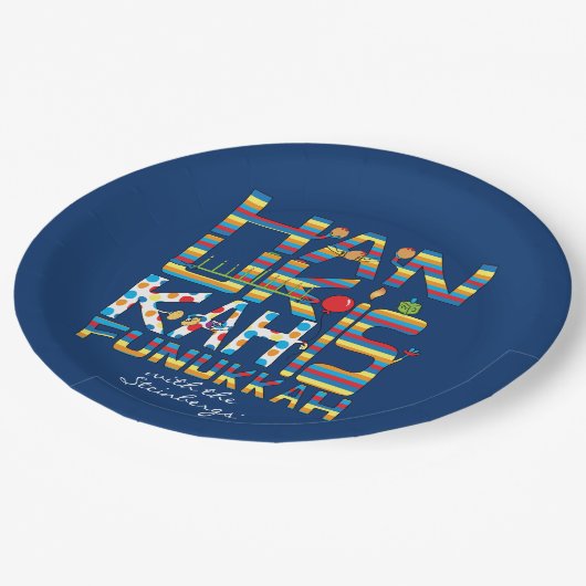 Assiettes En Carton Hanoukka est Funukkah heureux (Angle)